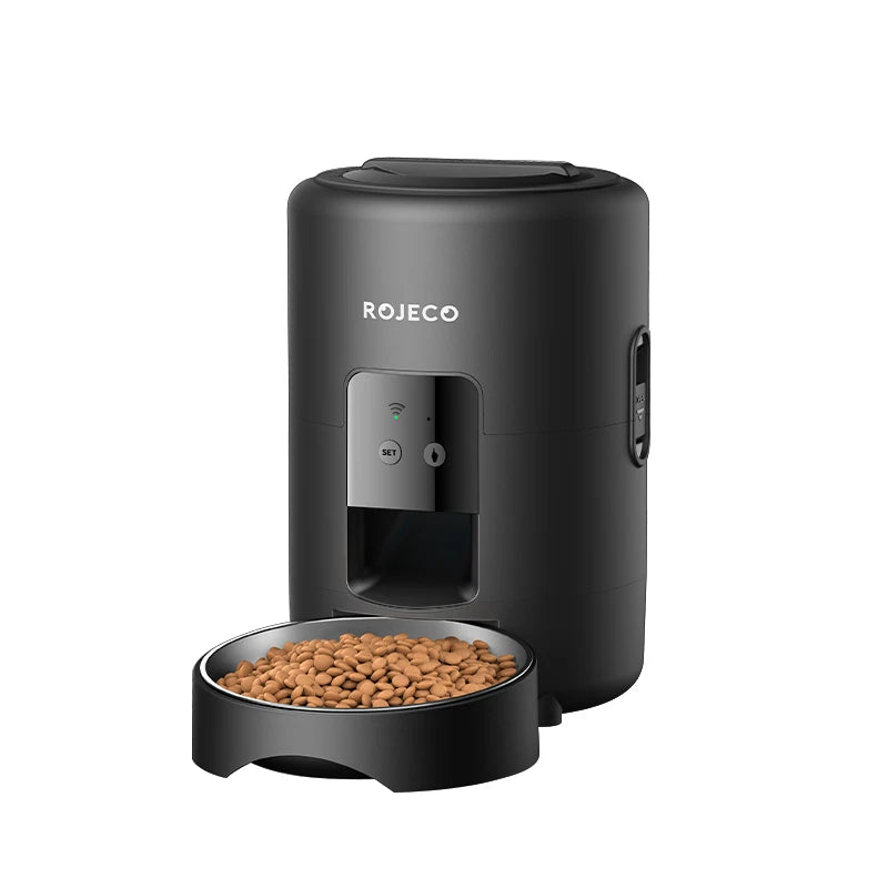 ROJECO 2-Liter Automatischer Futterspender – Intelligenter Futterautomat für Katzen und Hunde mit WLAN-App und Fernsteuerung