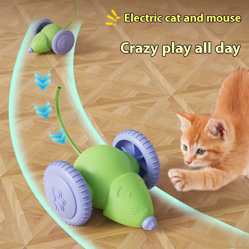 Elektrisches Mäusespielzeug für Katzen – Interaktives, wiederaufladbares Spielzeug mit automatischer Bewegung und intelligenter Hinderniserkennung