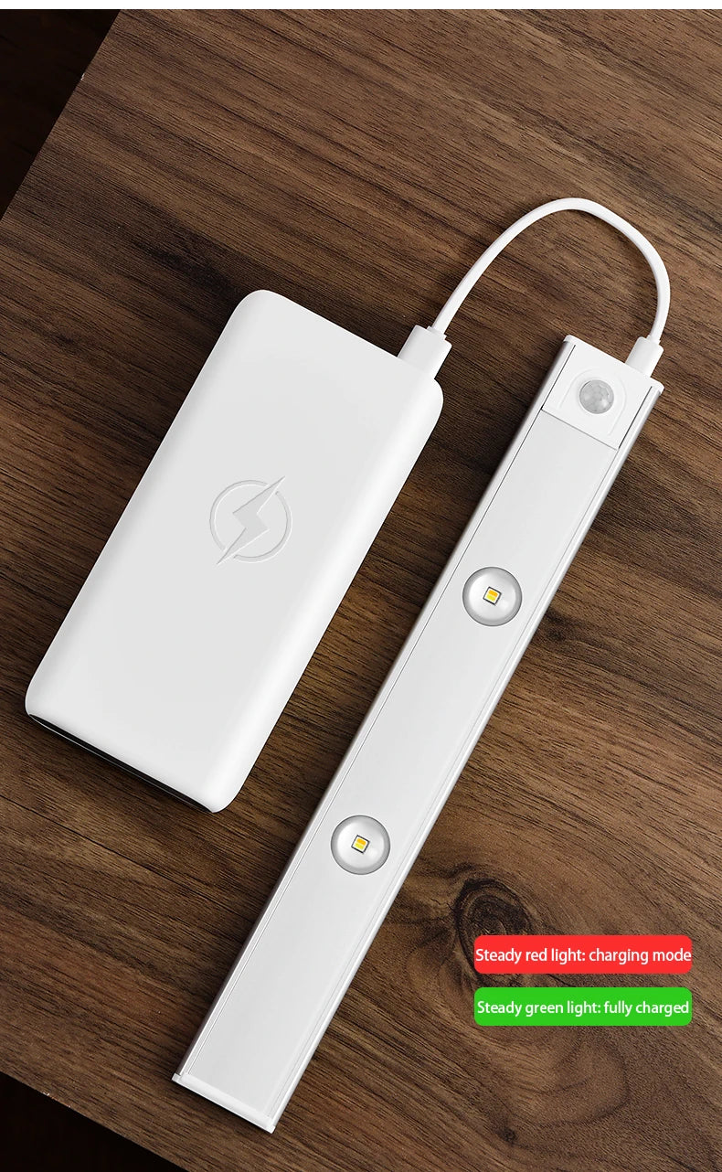 LED-Beleuchtung mit Bewegungssensor – Kabellose, ultradünne LED-Sensorlampe mit USB-Anschluss für Küchenschränke, Schlafzimmer und Kleiderschrank