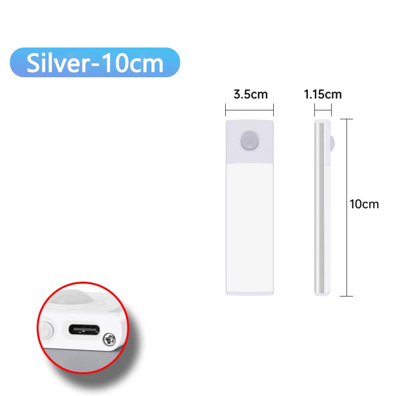 Nachtlicht mit Bewegungssensor – Kabellose, wiederaufladbare USB-LED-Leuchte für Unterschränke, Küche, Schlafzimmer und Kleiderschrank