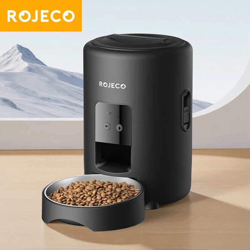 ROJECO 2-Liter Automatischer Futterspender – Intelligenter Futterautomat für Katzen und Hunde mit WLAN-App und Fernsteuerung