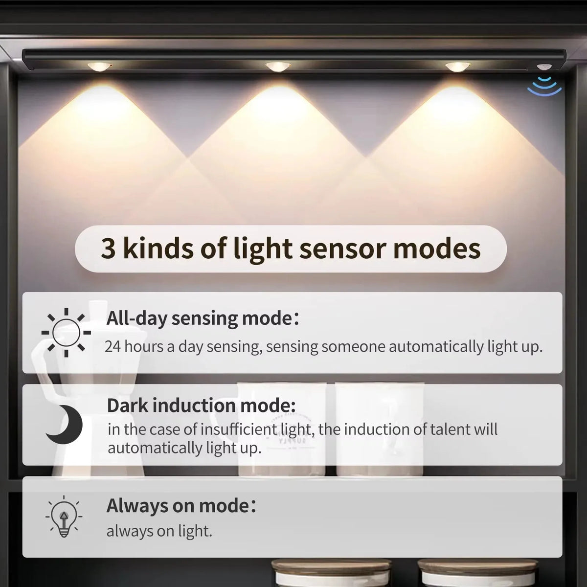 LED-Sensorleuchte mit Bewegungssensor – Kabellose, ultradünne USB-LED für Küchenschränke, Schlafzimmer und Kleiderschränke