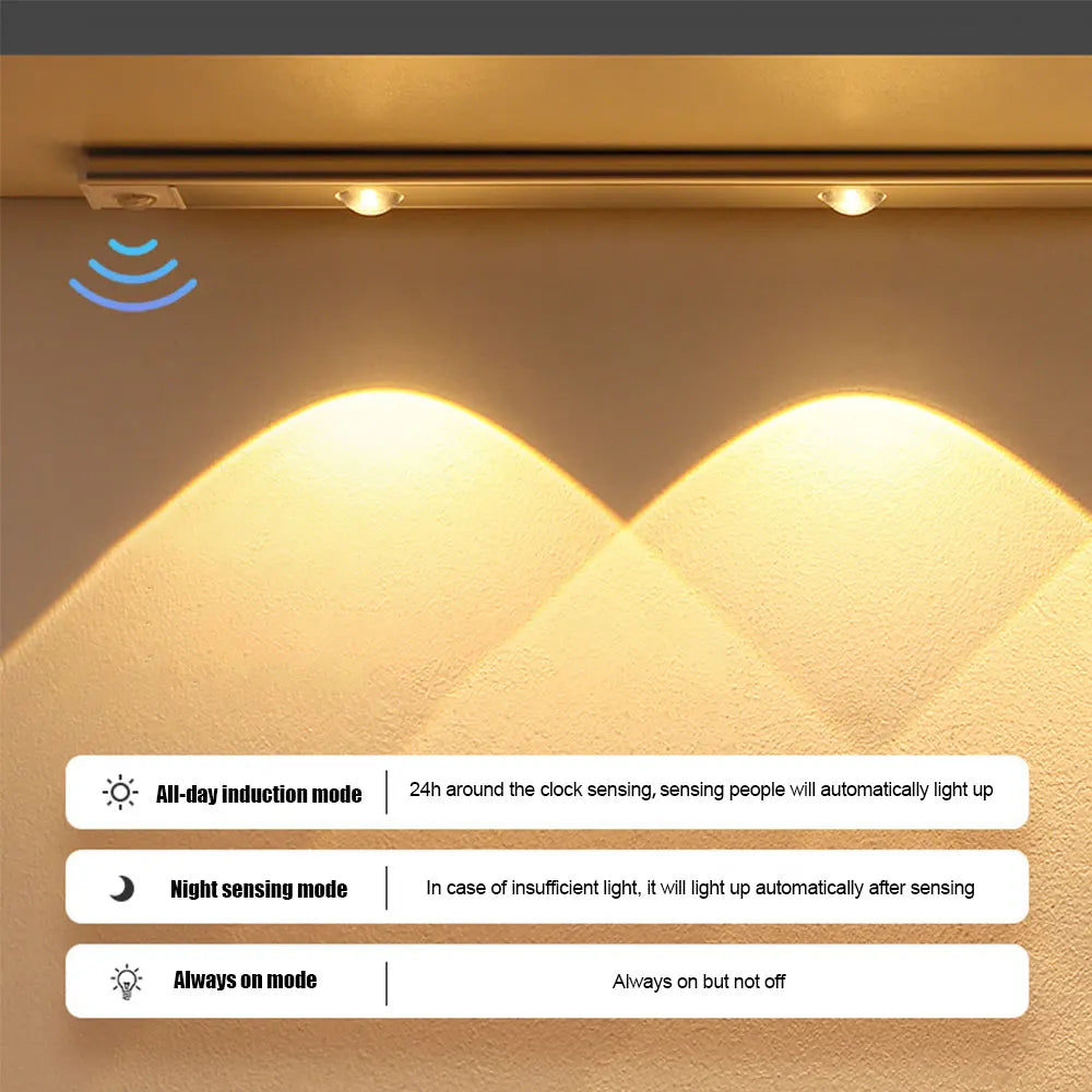 LED-Beleuchtung mit Bewegungssensor – Kabellose, ultradünne LED-Sensorlampe mit USB-Anschluss für Küchenschränke, Schlafzimmer und Kleiderschrank
