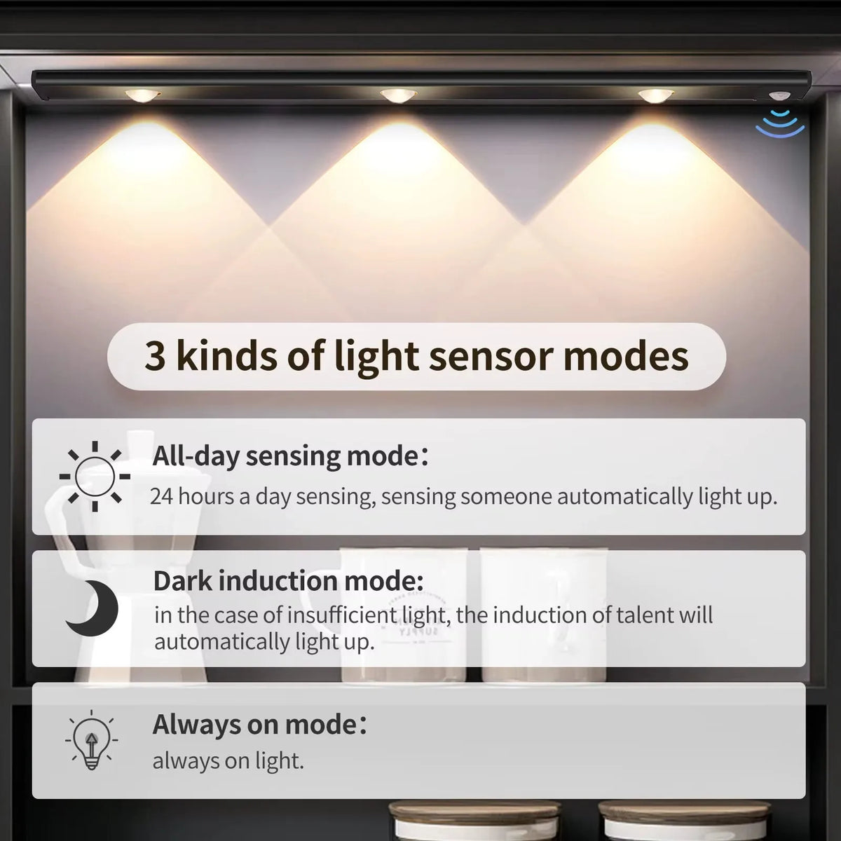 LED-Sensorleuchte mit Bewegungssensor – Kabellose, ultradünne USB-LED für Küchenschränke, Schlafzimmer und Kleiderschränke