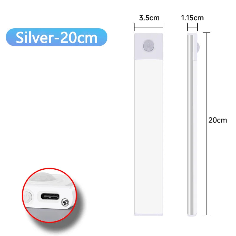 Nachtlicht mit Bewegungssensor – Kabellose, wiederaufladbare USB-LED-Leuchte für Unterschränke, Küche, Schlafzimmer und Kleiderschrank